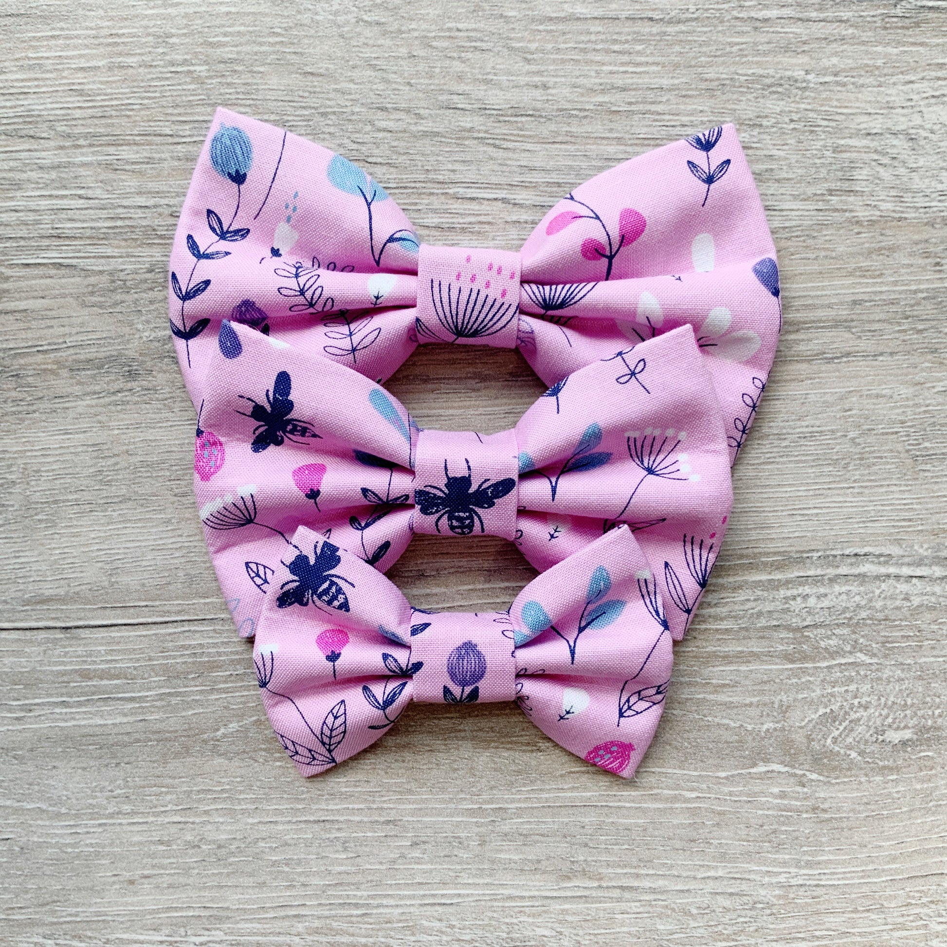 Pink Floral Dog Bow Tie, Spring Pet Collar Accessory