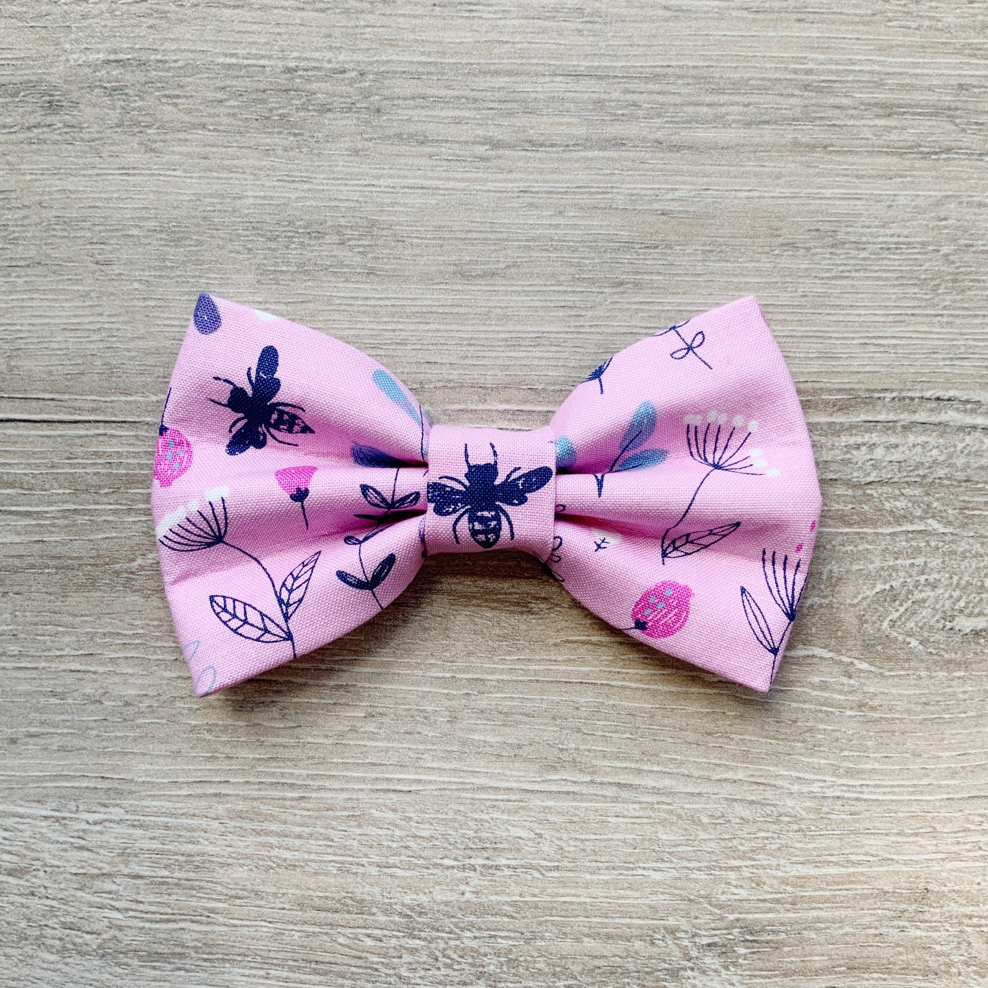 Pink Floral Dog Bow Tie, Spring Pet Collar Accessory