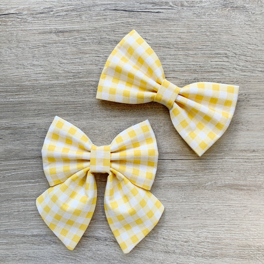 Yellow Gingham, dog bow tie, pet accessories, dog accessories, dog collar, pet bow tie, spring bow, Spring bowtie, summer bow tie