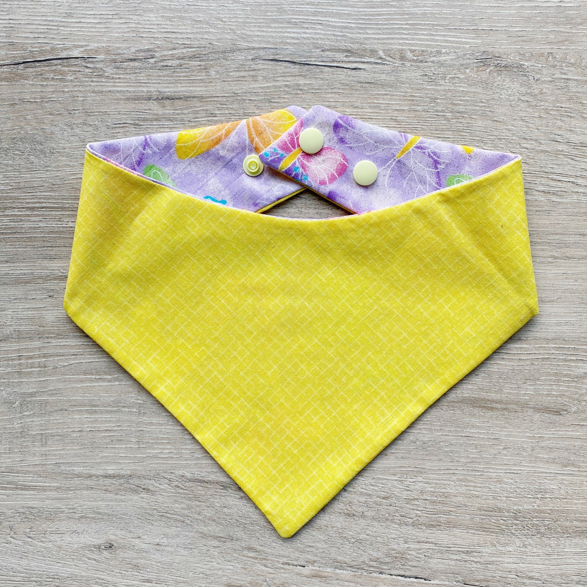 Butterfly with purple and yellow side spring dog Bandana