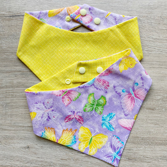 Butterfly with purple and yellow side spring dog Bandana