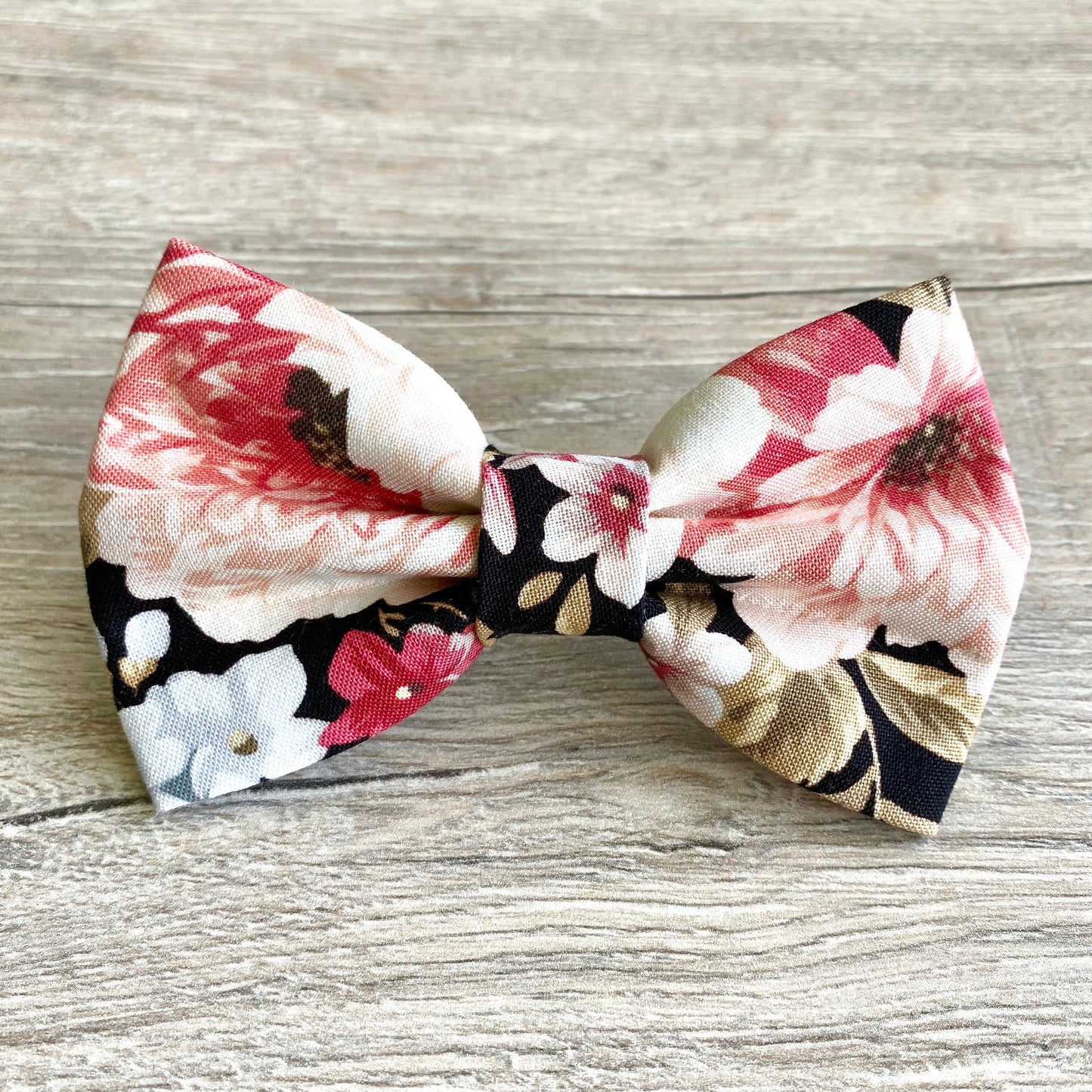 Floral Dog Bow Tie, Zinnia Print, Spring Pet Collar Accessory