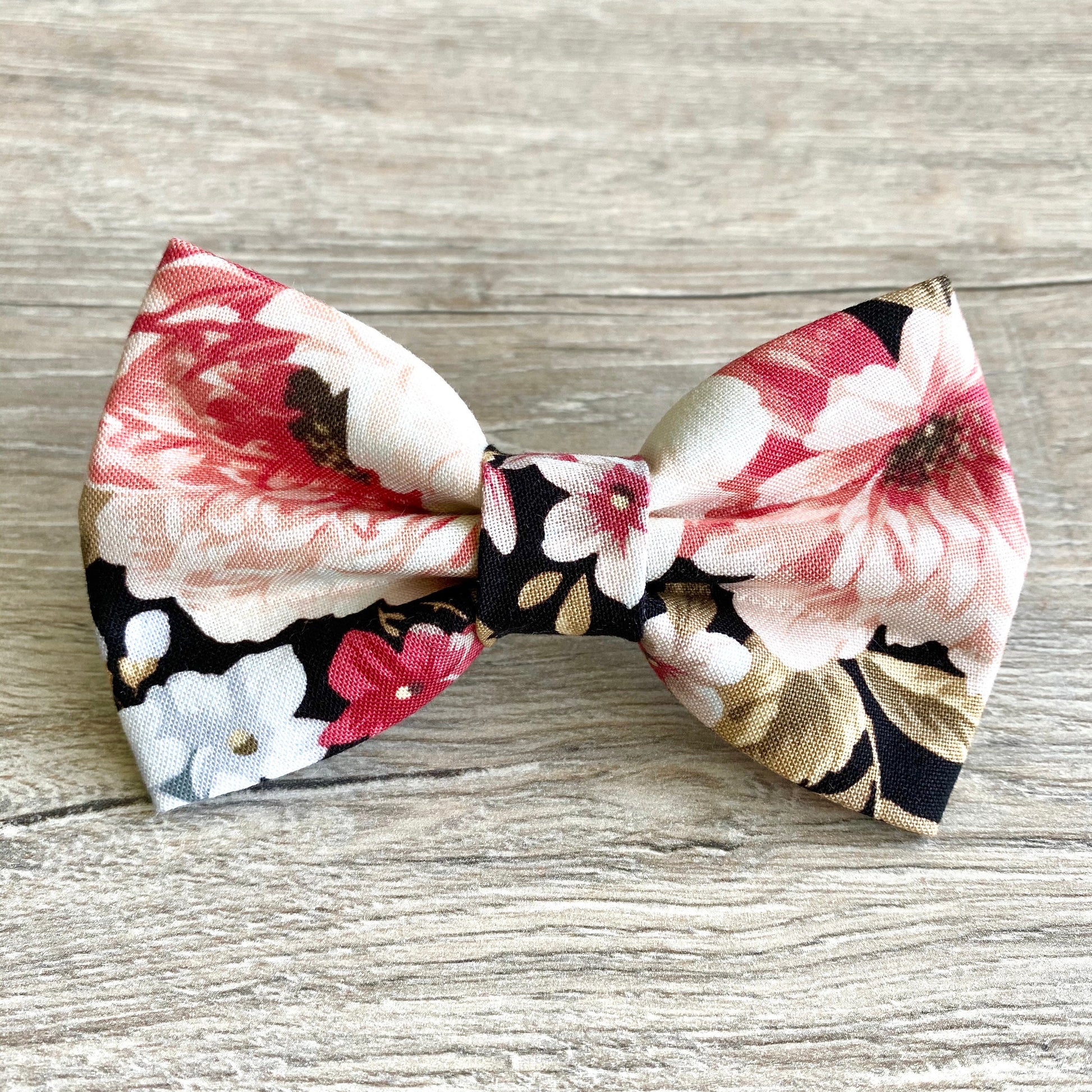 Floral Dog Bow Tie, Zinnia Print, Spring Pet Collar Accessory