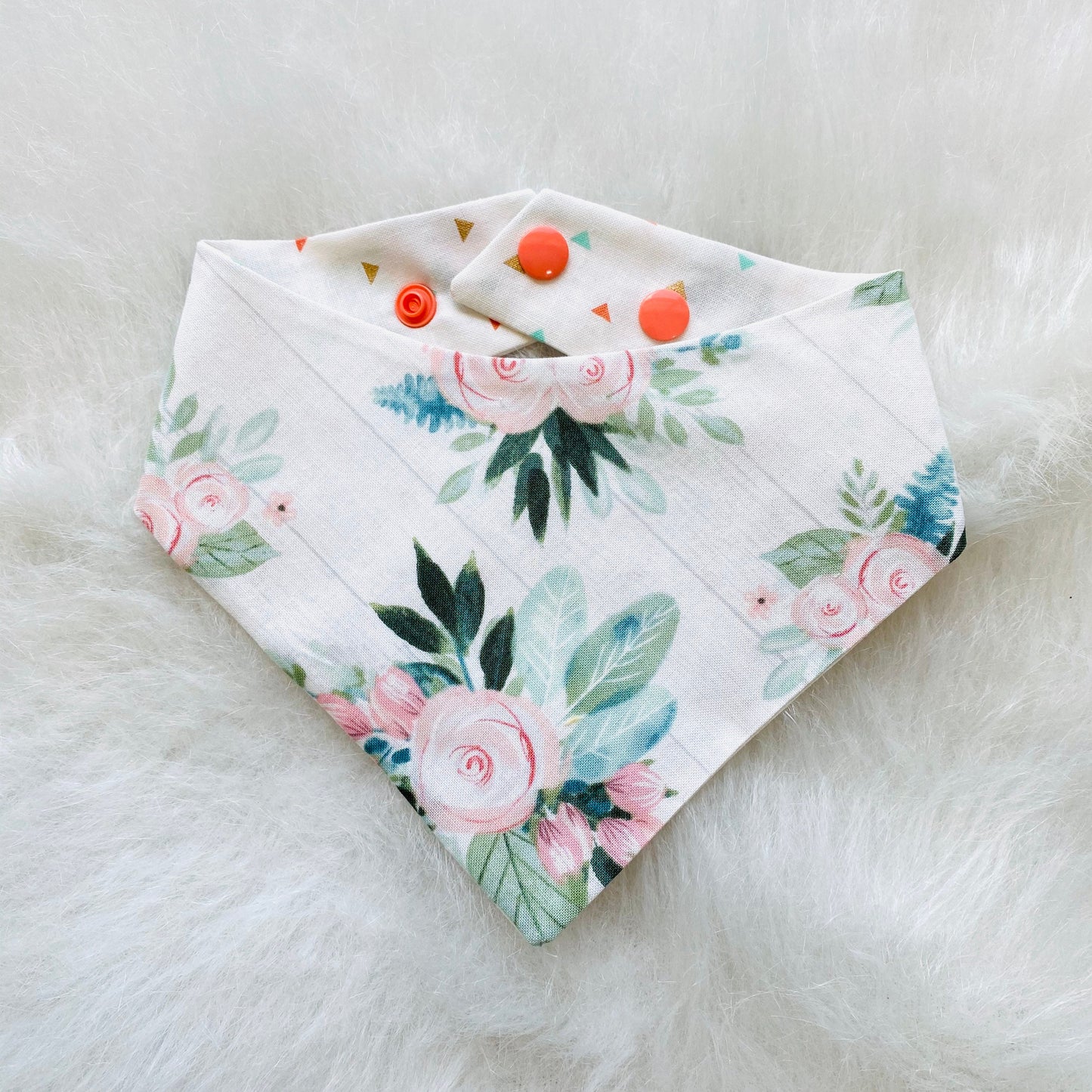 Peach floral and Diamonds Dog Bandana