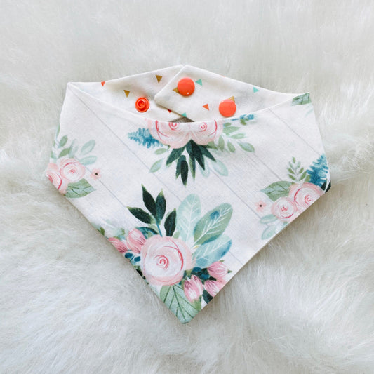 Peach floral and Diamonds Dog Bandana