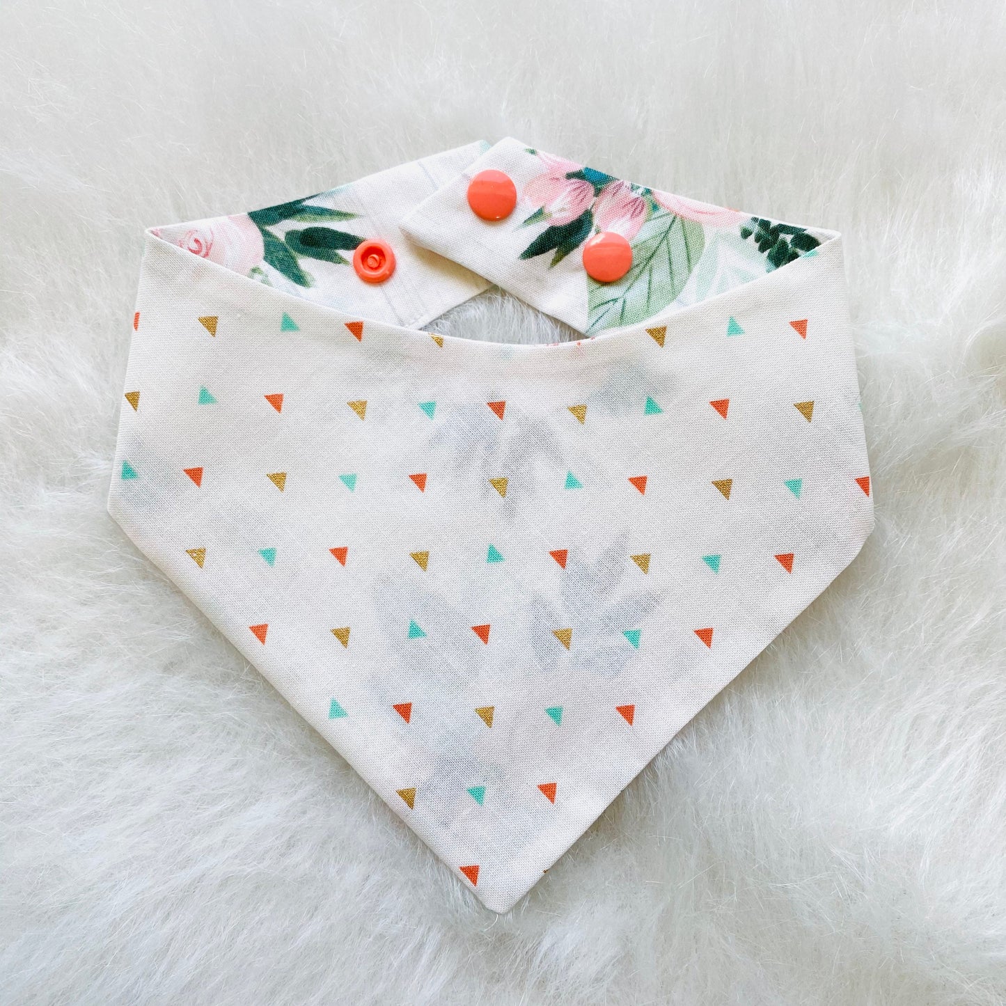 Peach floral and Diamonds Dog Bandana
