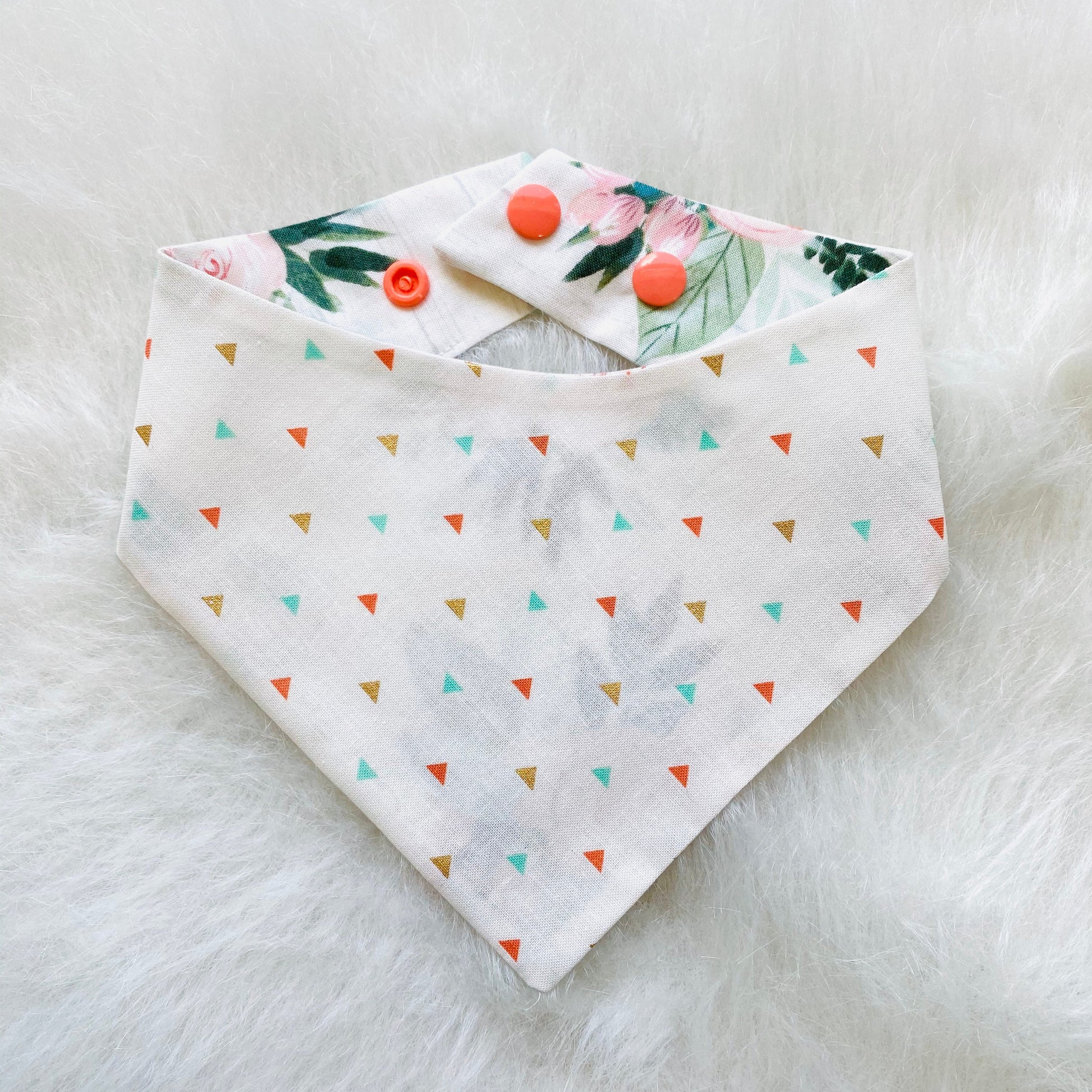 Peach floral and Diamonds Dog Bandana