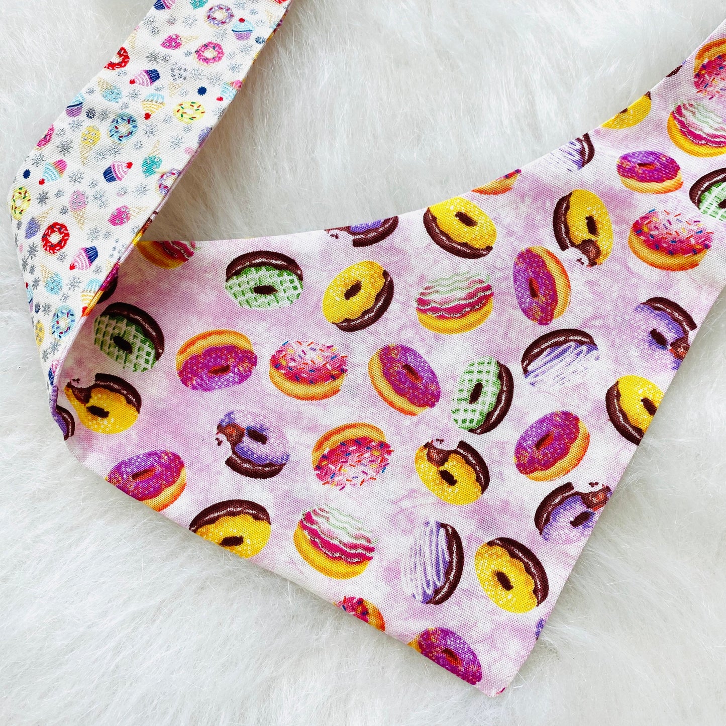 Donuts Dog Bandana, Reversible Pet Scarf, Snaps or Tie On