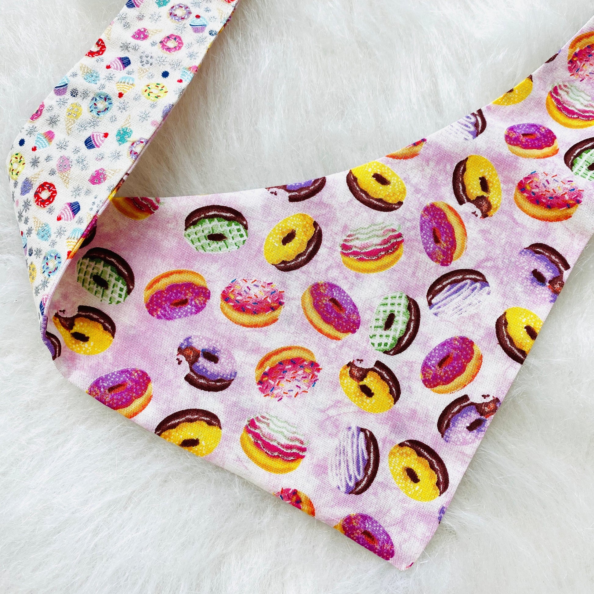 Donuts Dog Bandana, Reversible Pet Scarf, Snaps or Tie On