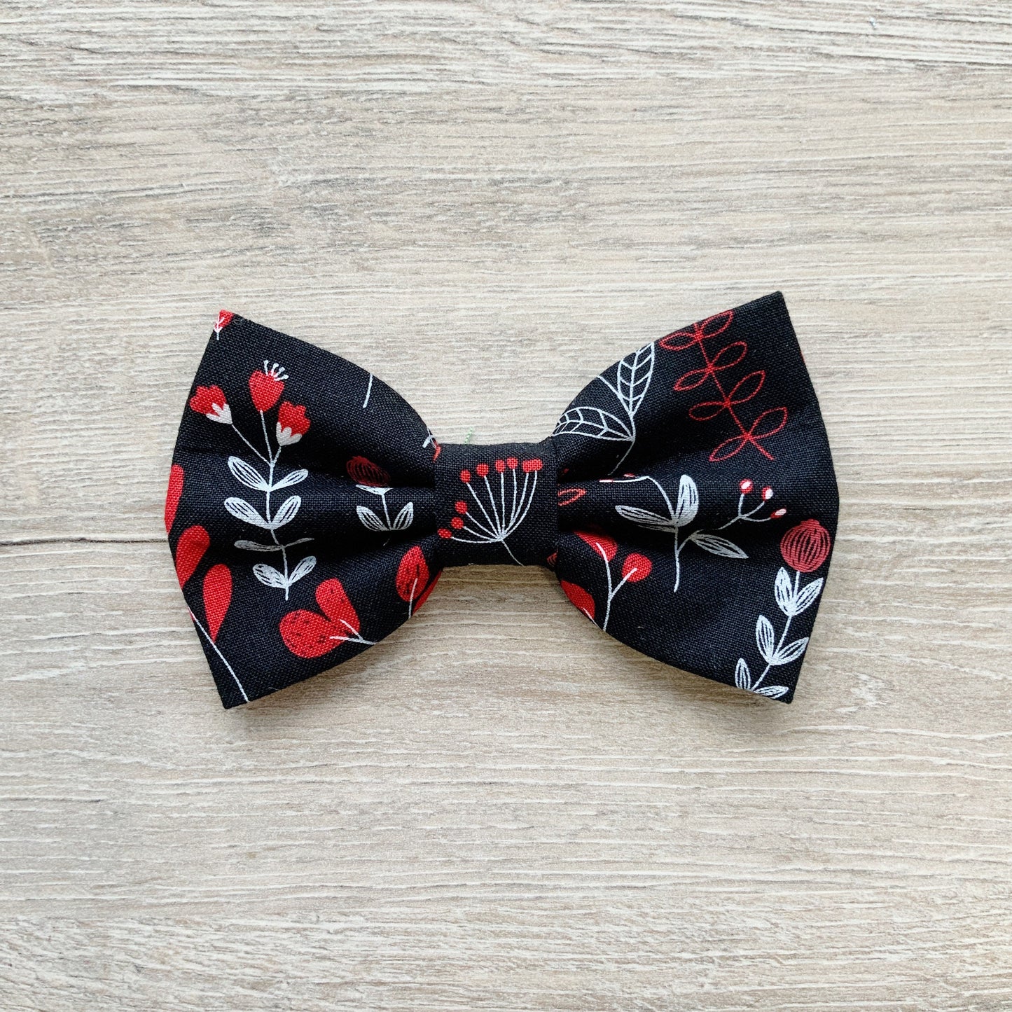 Black and Red floral dog bow tie