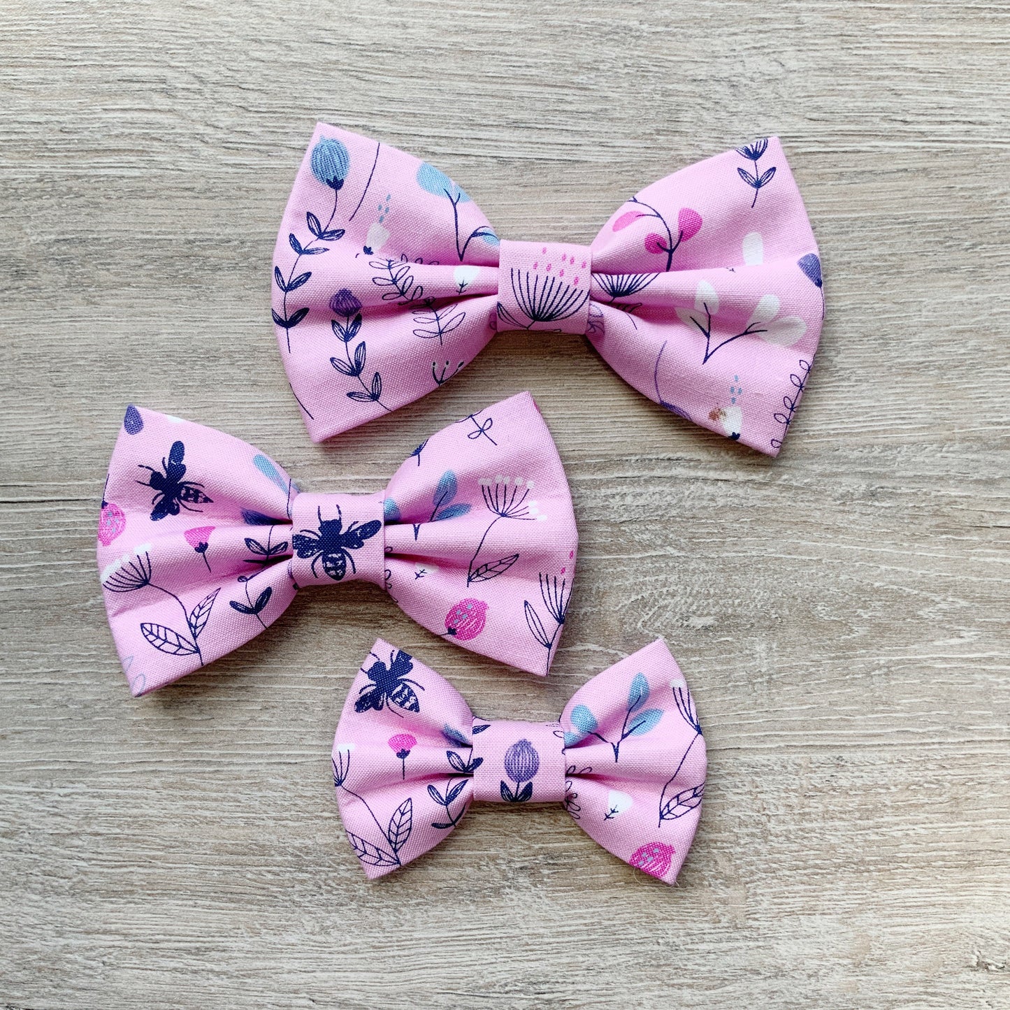 Pink Floral Dog Bow Tie, Spring Pet Collar Accessory
