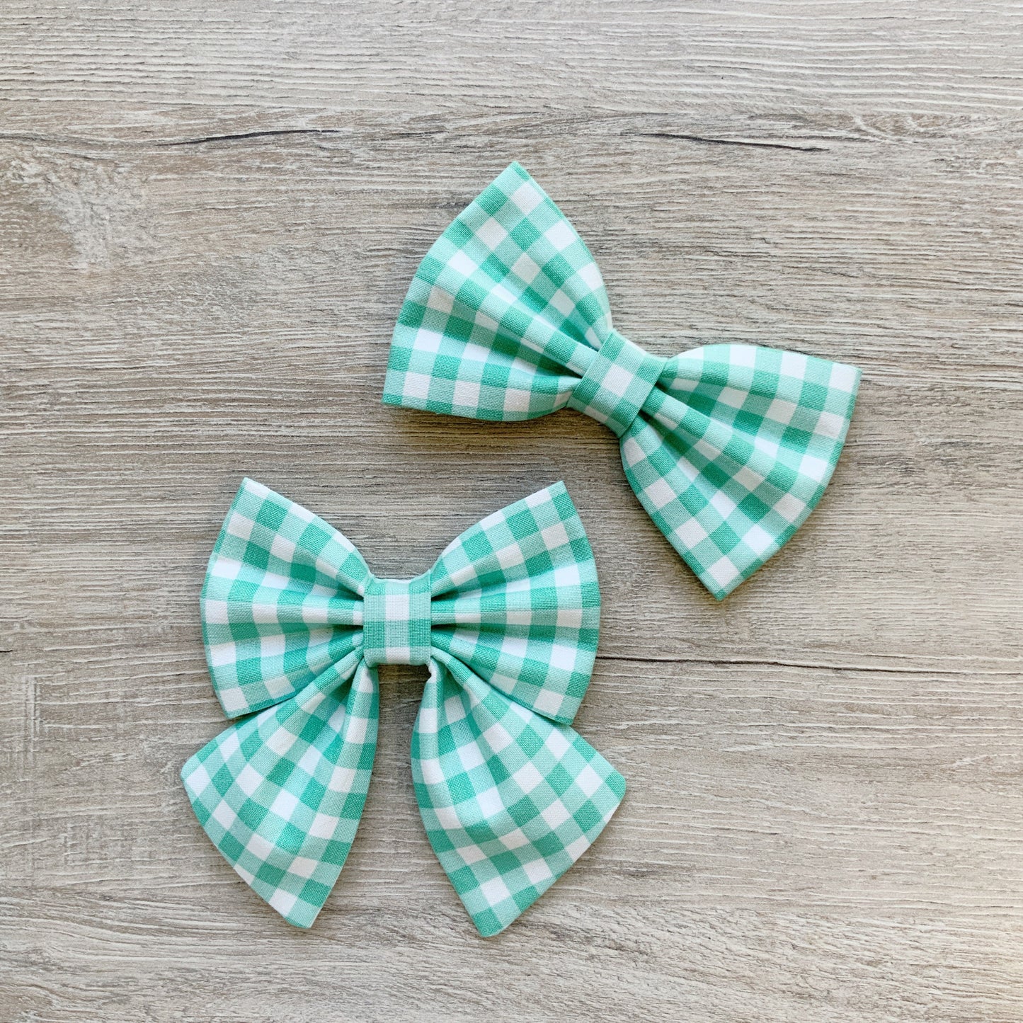 Teal Gingham Dog Bow Tie, Cotton Pet Collar Accessory