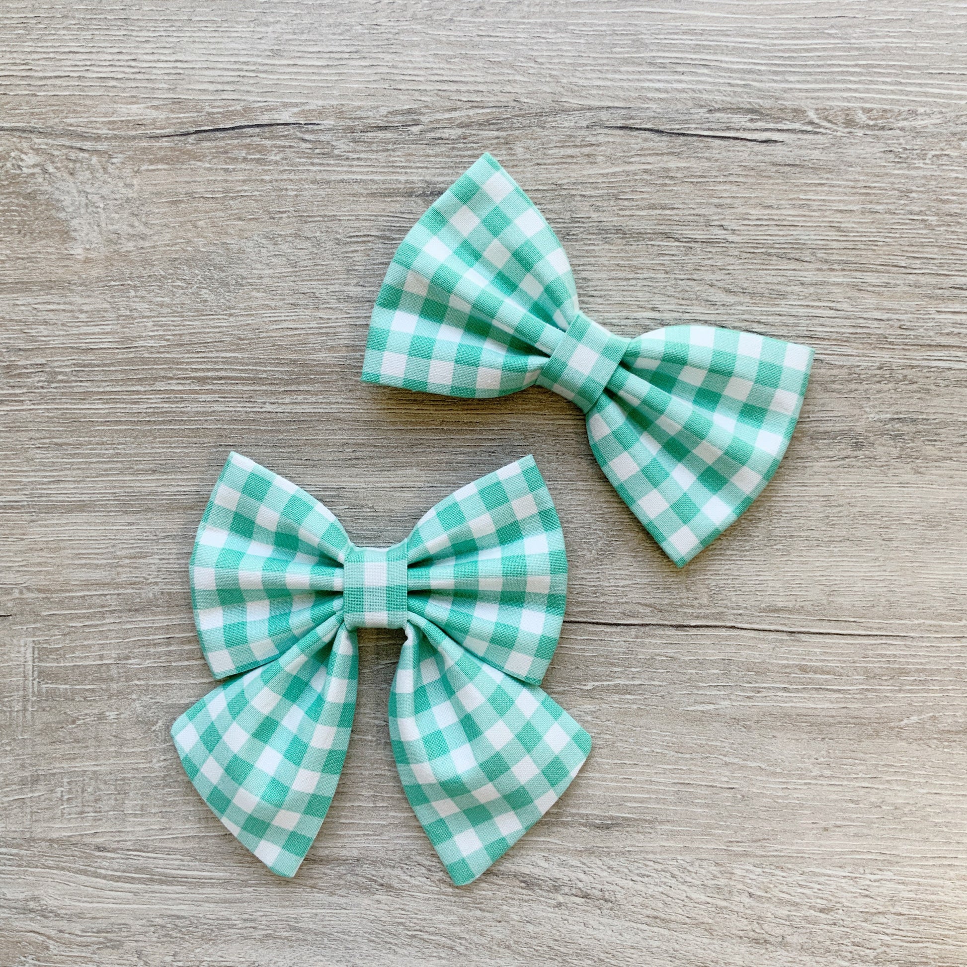 Teal Gingham Dog Bow Tie, Cotton Pet Collar Accessory
