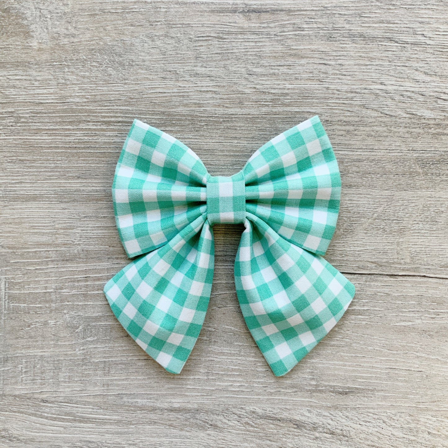 Teal Gingham Dog Bow Tie, Cotton Pet Collar Accessory