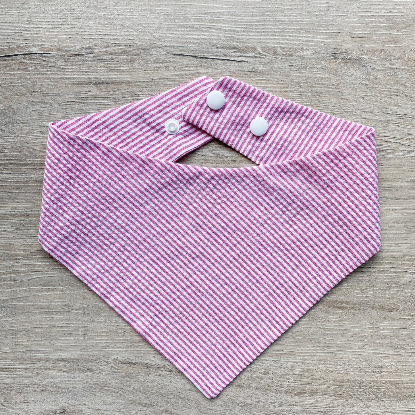 Pink Seersucker Dog Bandana, Reversible Pet Scarf, Snaps or Tie