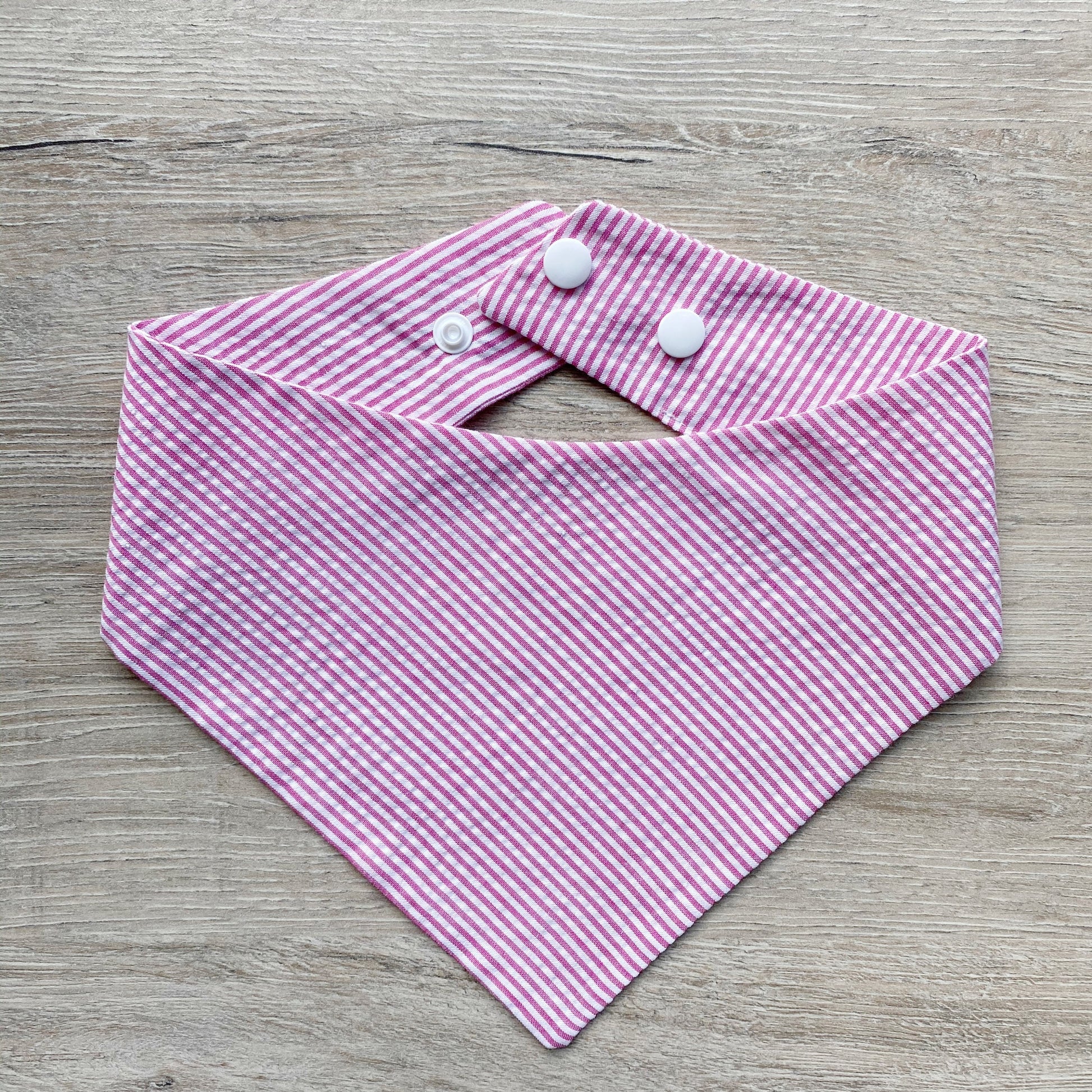 Pink Seersucker Dog Bandana, Reversible Pet Scarf, Snaps or Tie