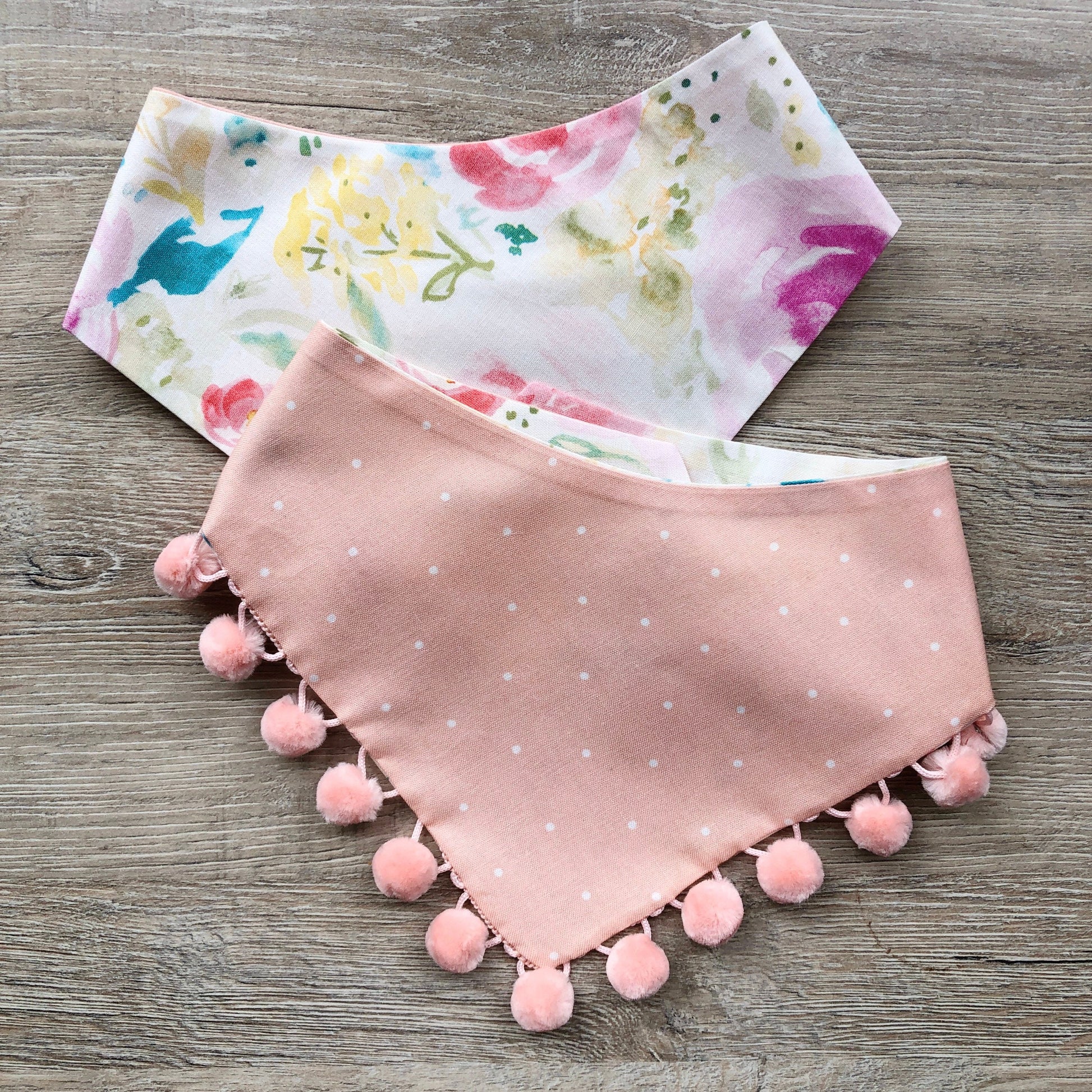 Peach White Floral Dog Bandana