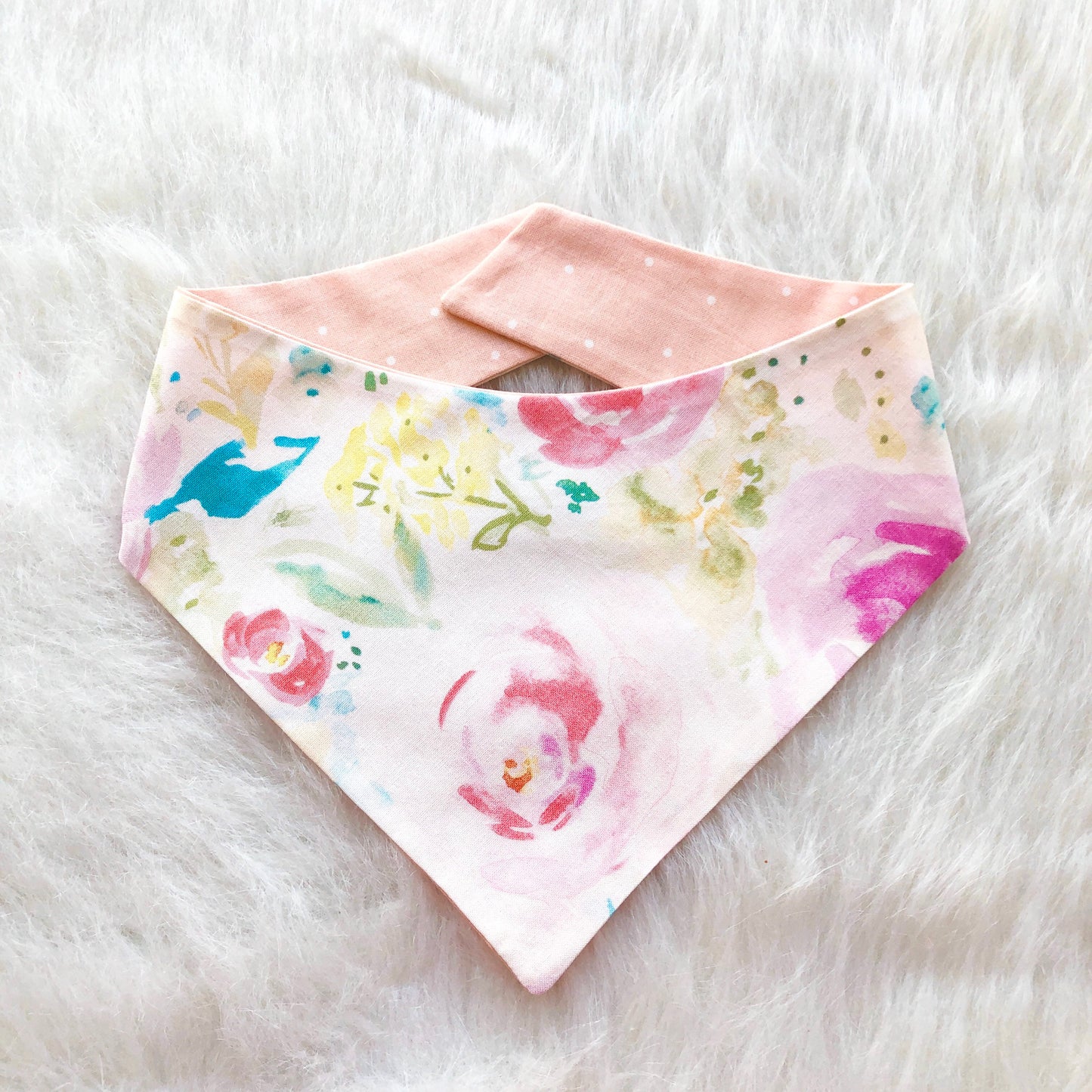 Peach White Floral Dog Bandana