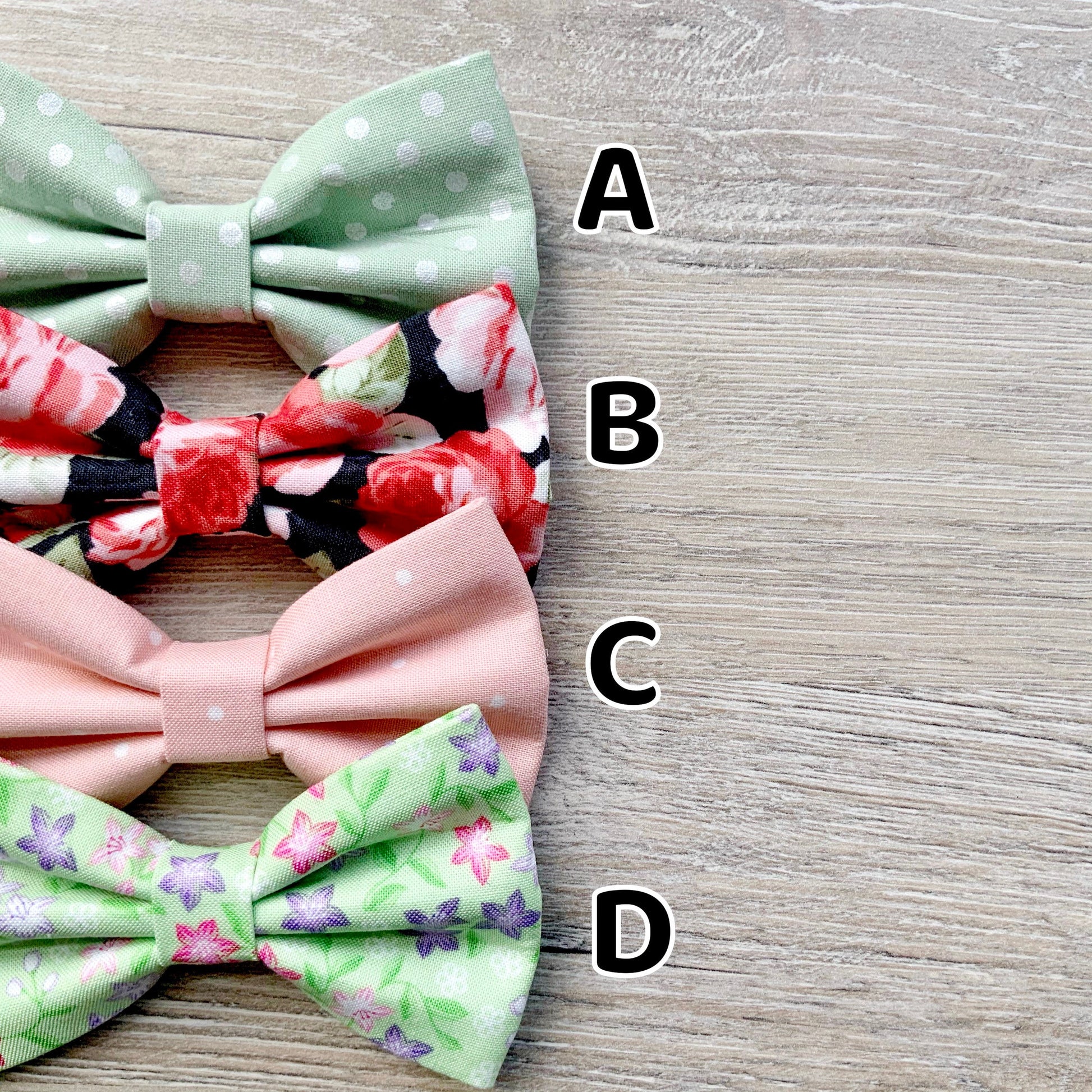 Mint polka dot & Red Floral, Pink polka dot and Green Floral dog bowties, colorful bows, Dog bowties, Dog Collar Bow Tie, Dog Accessories,