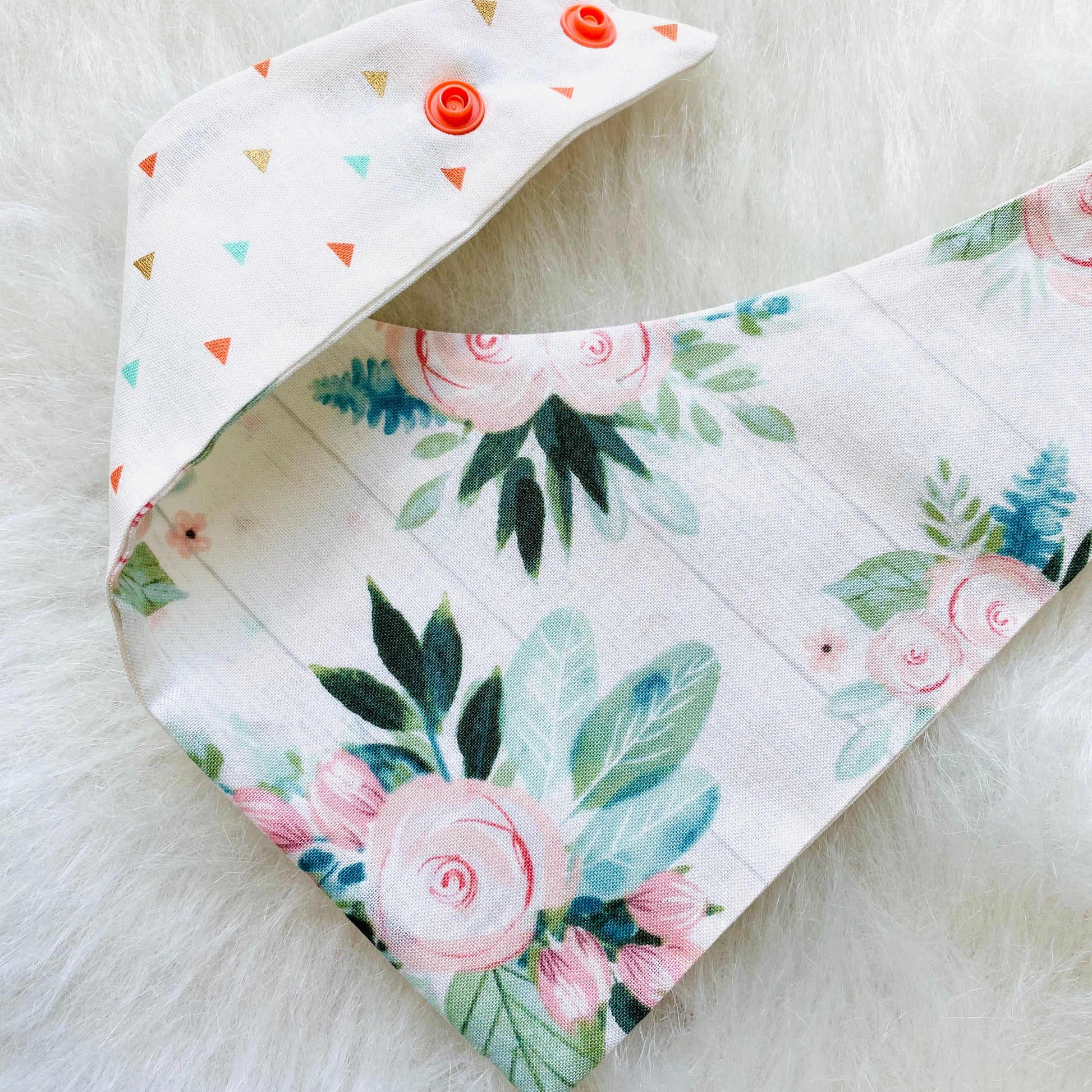 Peach floral and Diamonds Dog Bandana