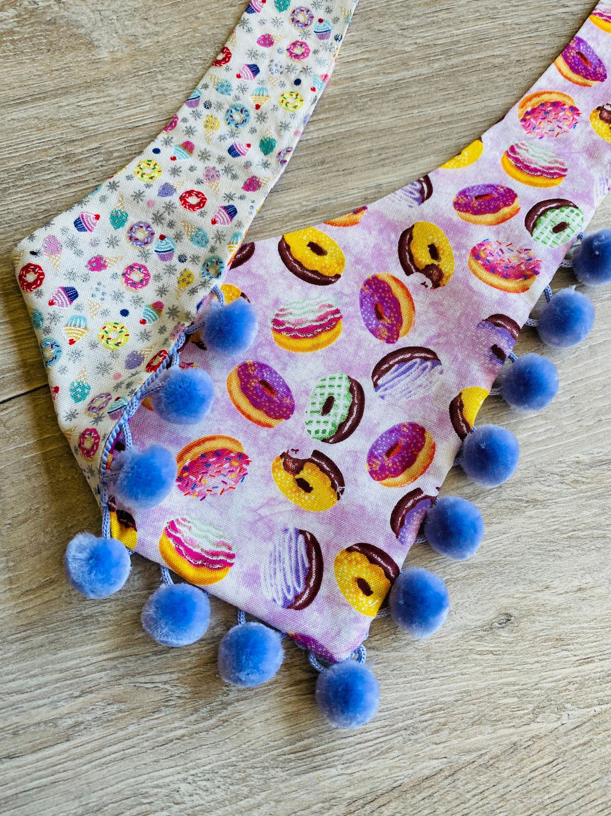 Donuts Dog Bandana, Reversible Pet Scarf, Snaps or Tie On