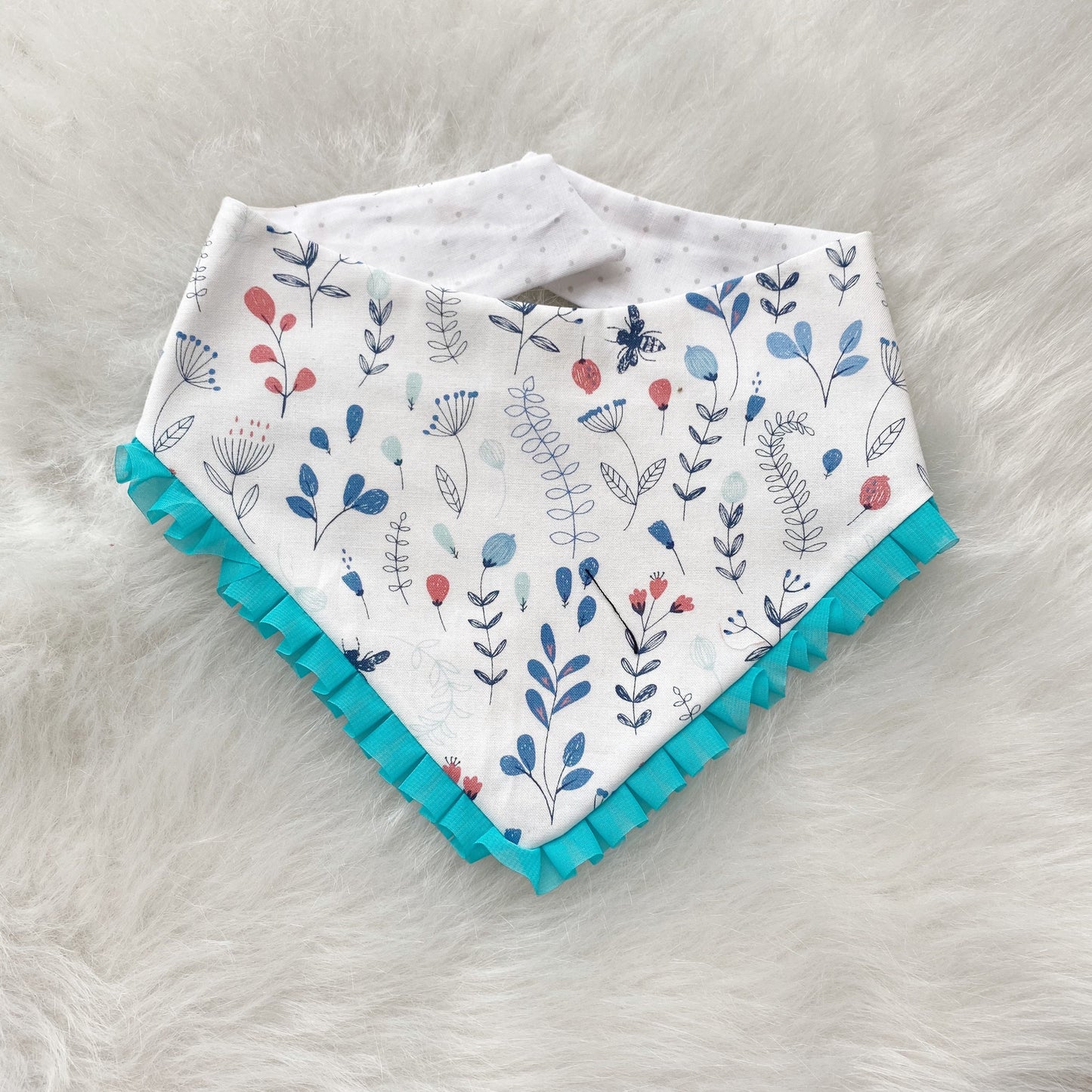 White and Blue Floral Dog Bandana