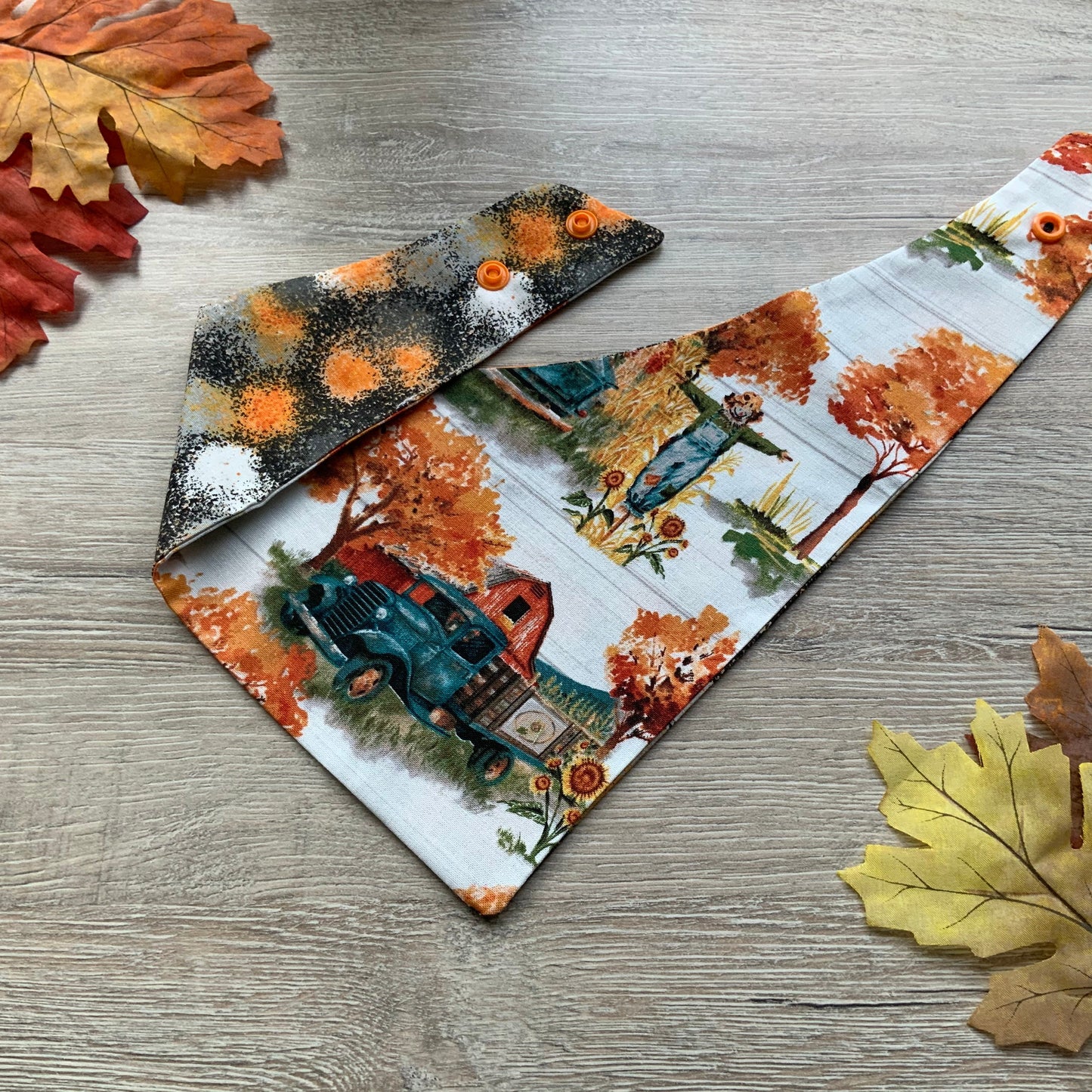 Autumn Truck Farm Dog Bandana, Snap-On Pet Bandana