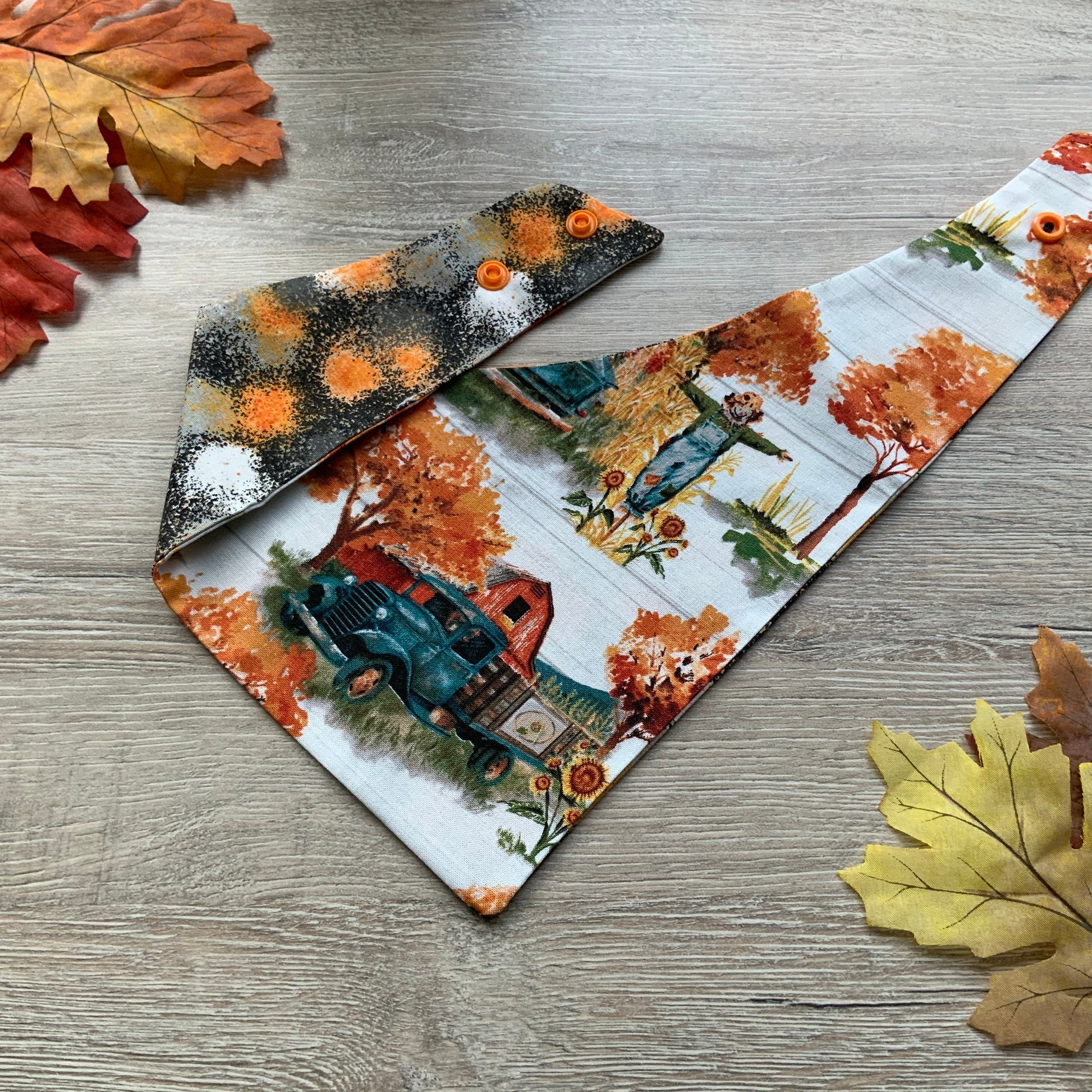 Autumn Truck Farm Dog Bandana, Snap-On Pet Bandana