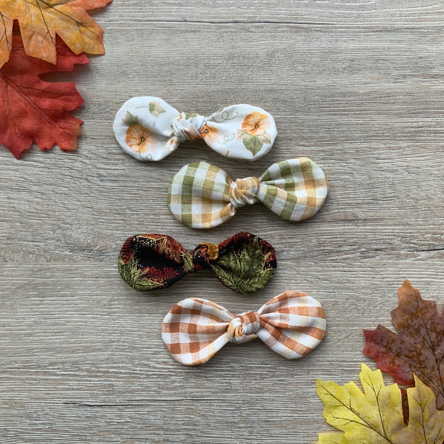 Autumn Dog Hair Bow, Handmade Cotton Clip, Fall Puppy Accessories