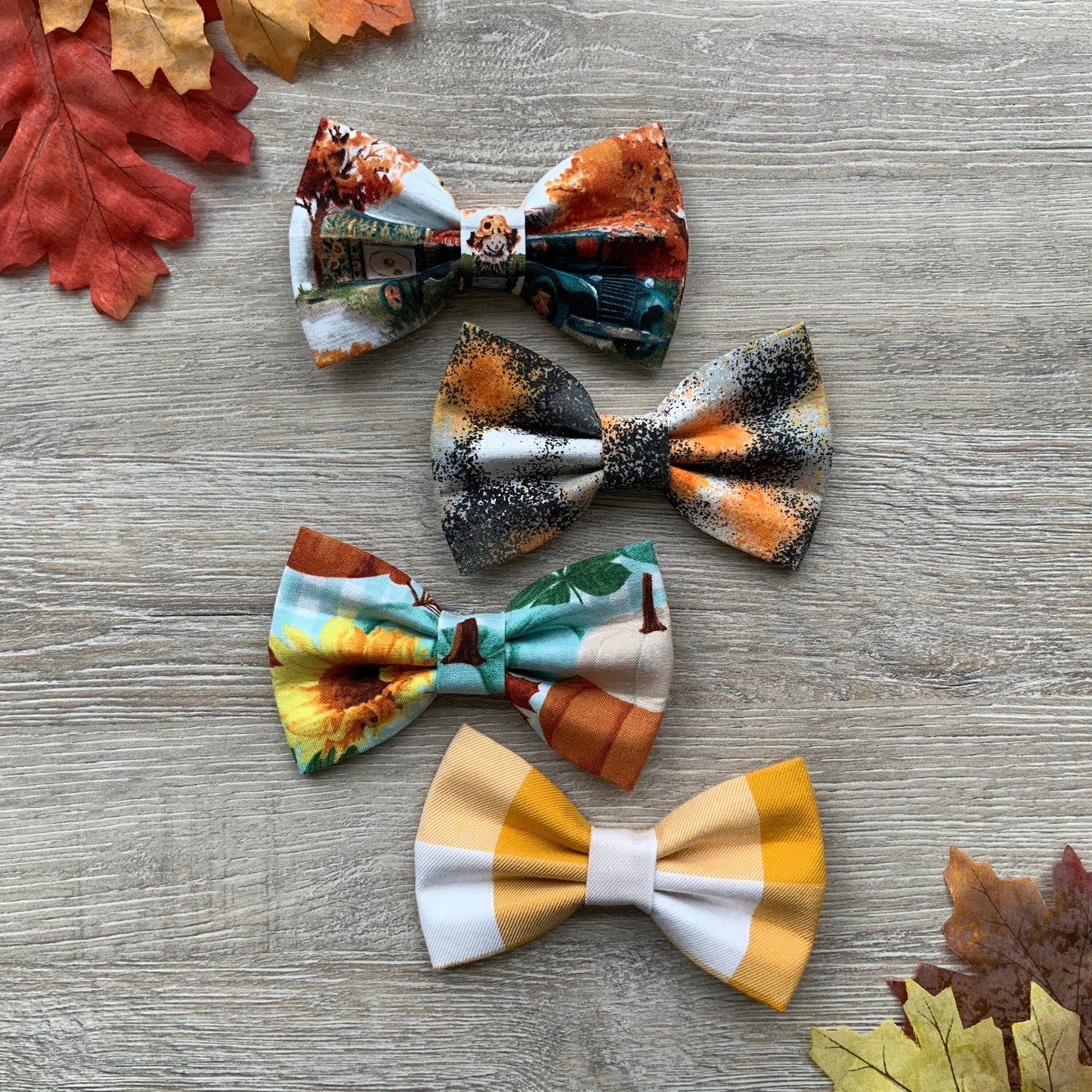 Autumn Dog Bowtie, Colorful Cotton Collar Bow Tie, Dog Fashion