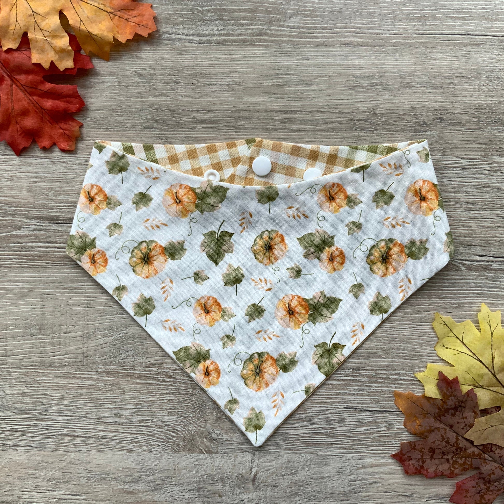 White Pumpkin Patch Fall dog bandana, Puppy bandana, Seasons Dog Bandana, easy snap-on dog bandana, pet accessory, bandana for dogs