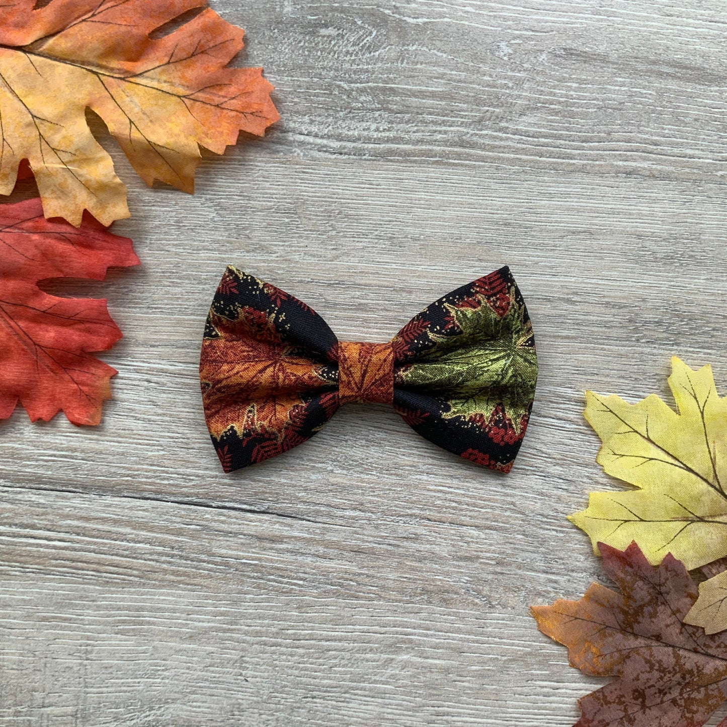 Autumn Dog Bowtie, Colorful Fall Bow, Pet Collar Accessory