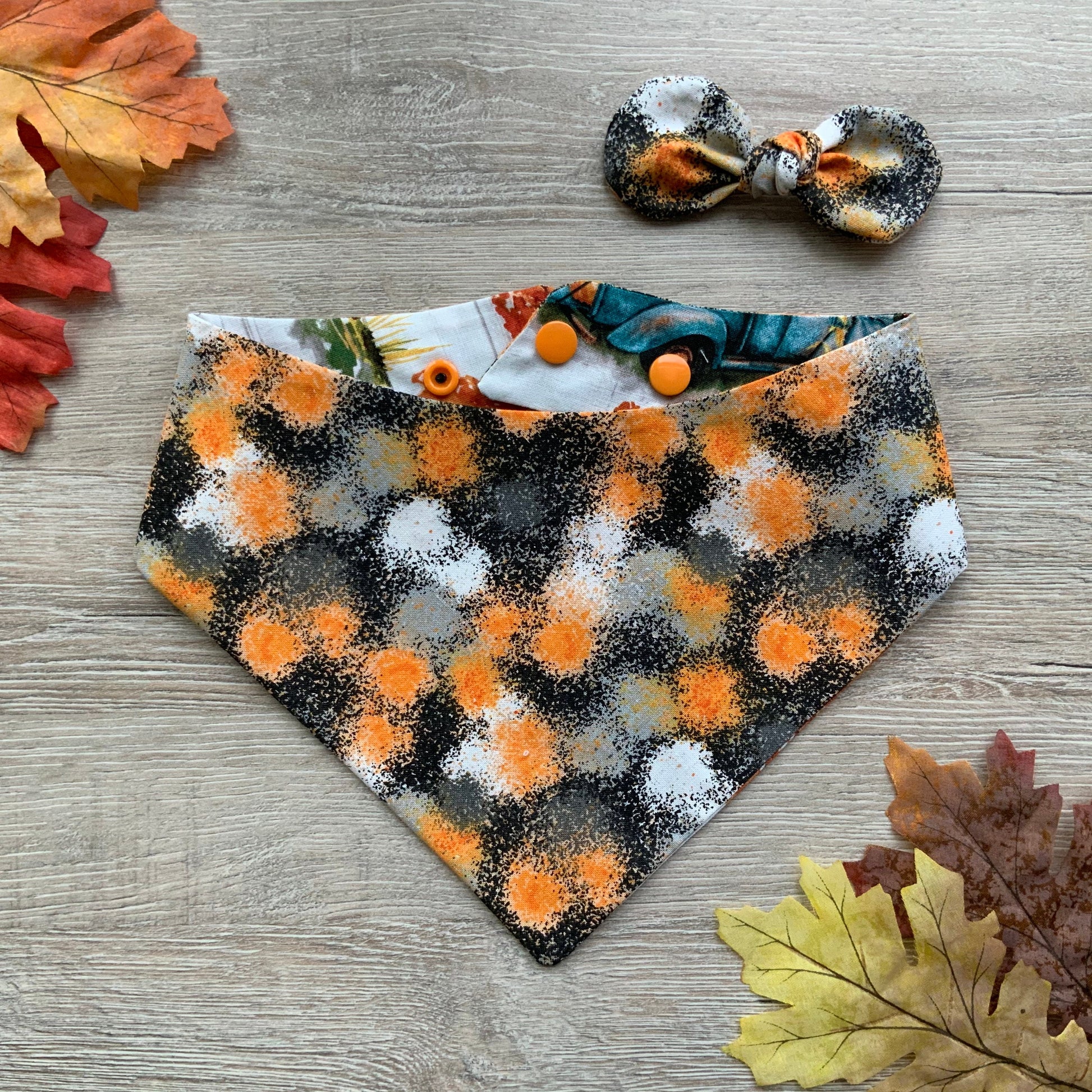 Autumn Truck Farm Dog Bandana, Snap-On Pet Bandana