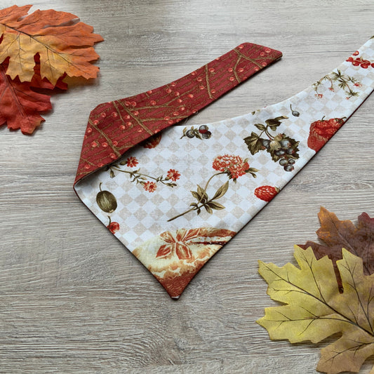 Apple Pie Fall Dog Bandana, Reversible Snap-On Pet Accessory