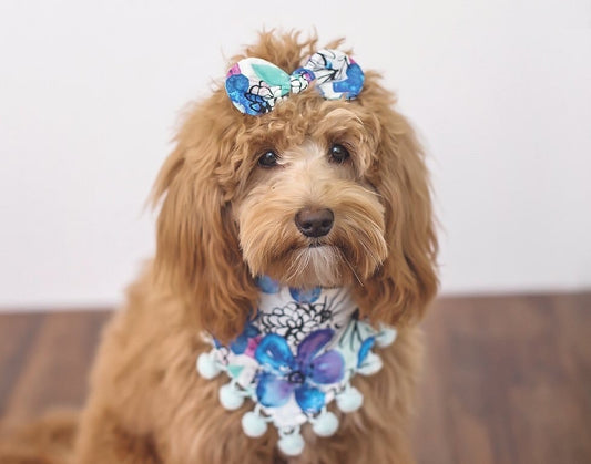 Reversible Floral Dog Bandana, Snaps or Tie On, Pet Scarf