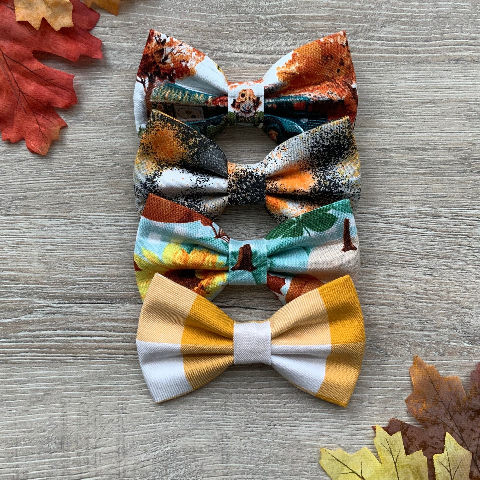 Autumn Dog Bowtie, Colorful Cotton Collar Bow Tie, Dog Fashion