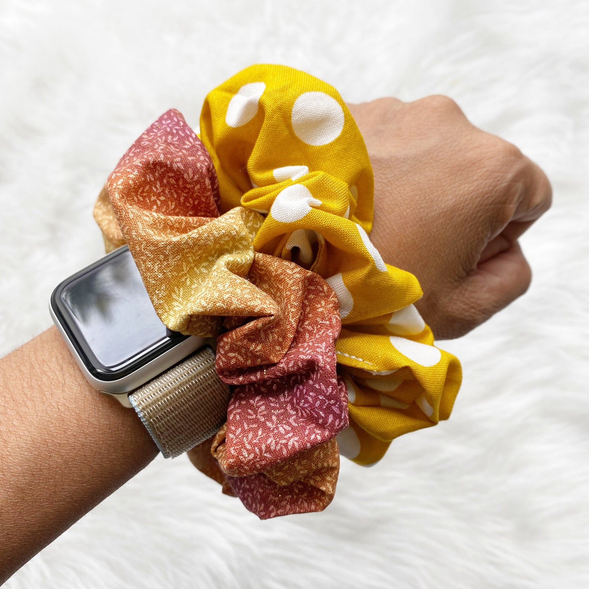 Floral Cotton Scrunchie, Matching Dog Bandana