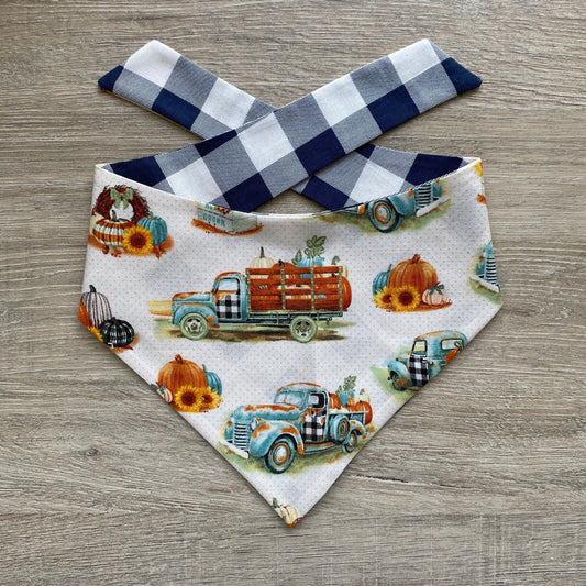 Blue old truck dog bandana