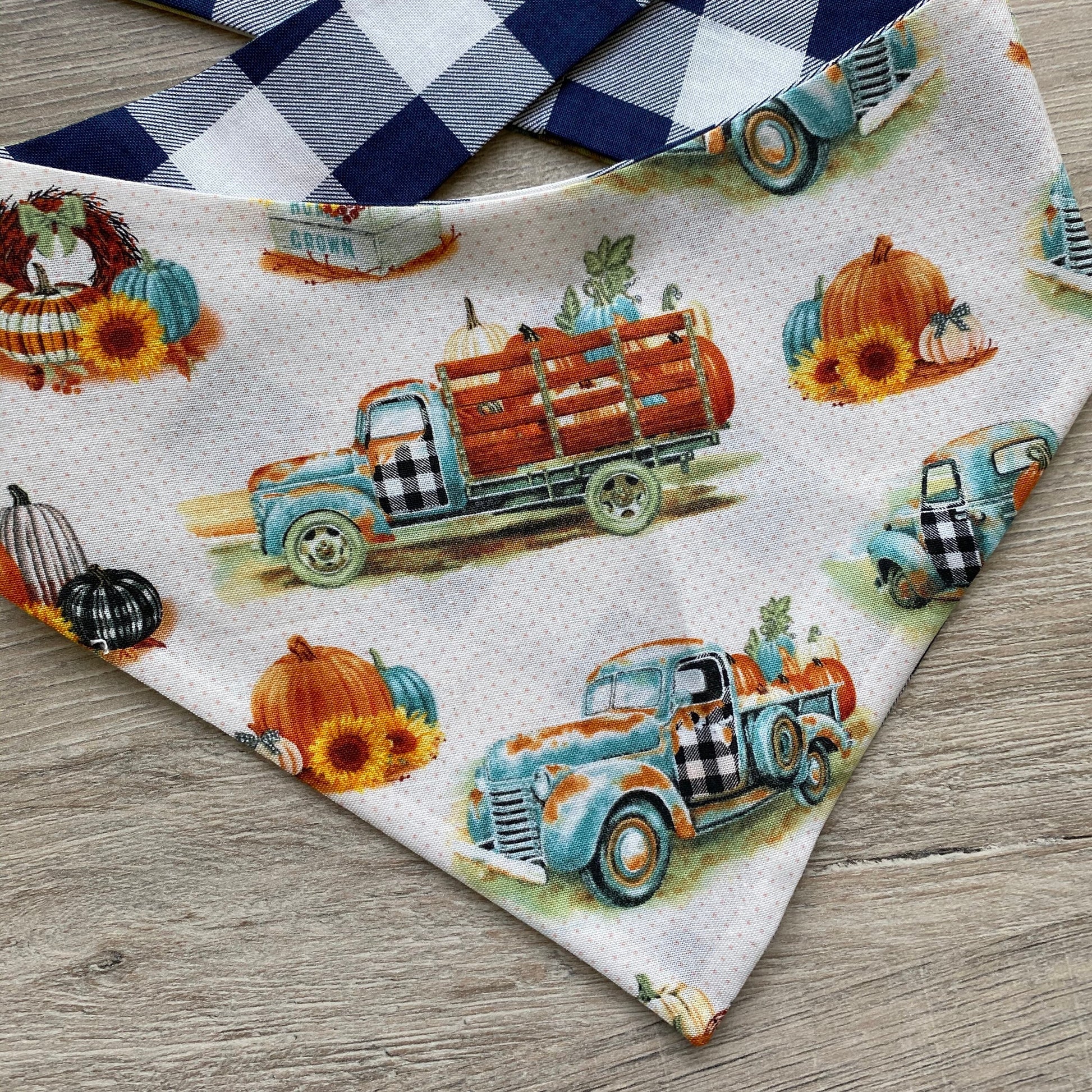 Blue old truck dog bandana