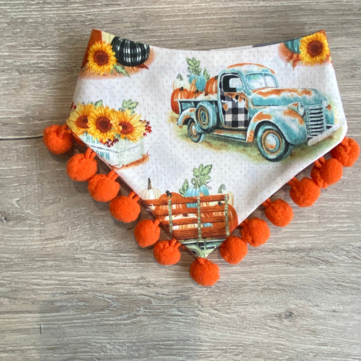 Blue old truck dog bandana