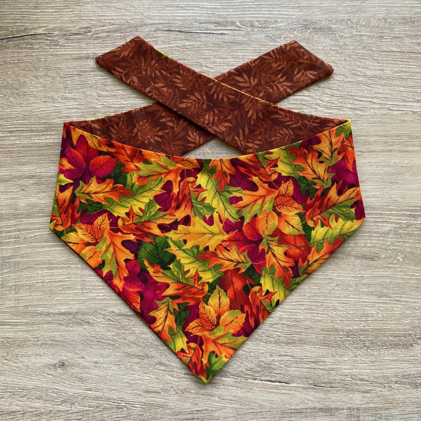 Fall Leaves Dog Bandana, Reversible Snap-On Pet Accessory