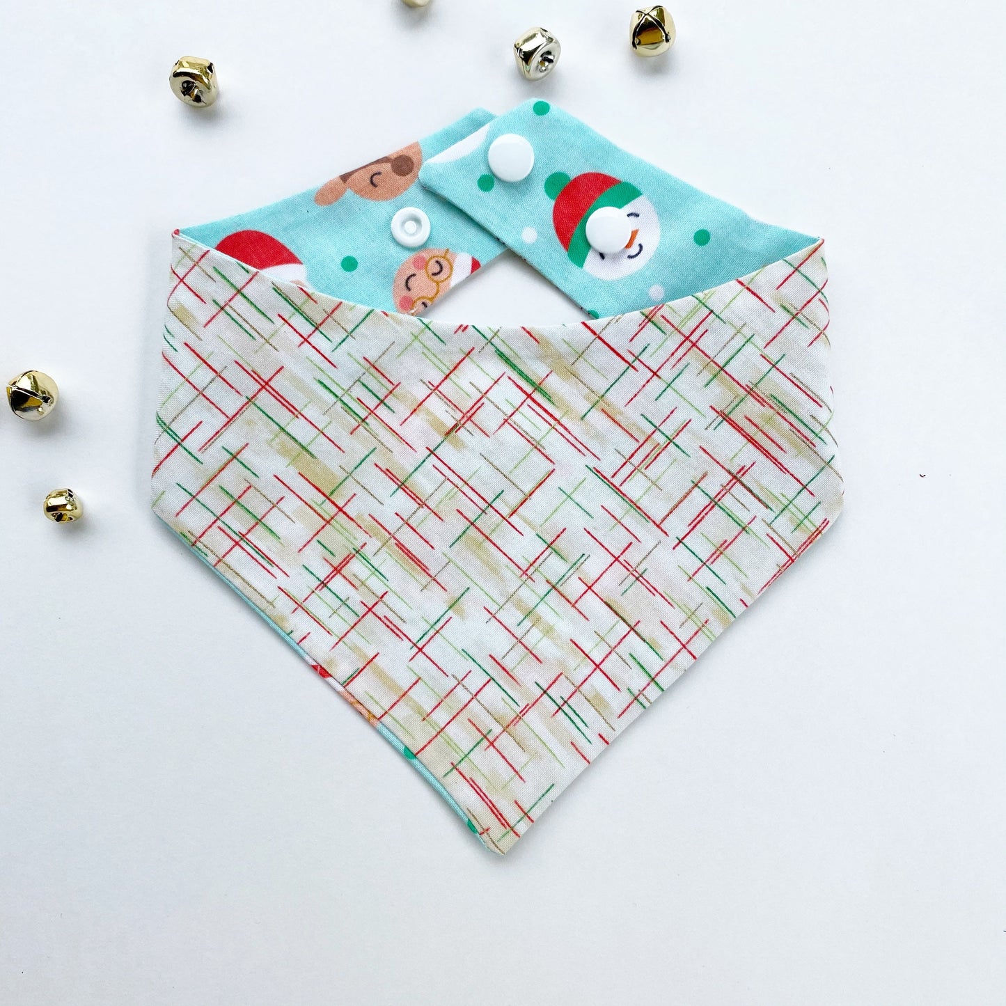 Christmas Dog Bandana, Holiday Character Print, Snap-On Pet Accessory
