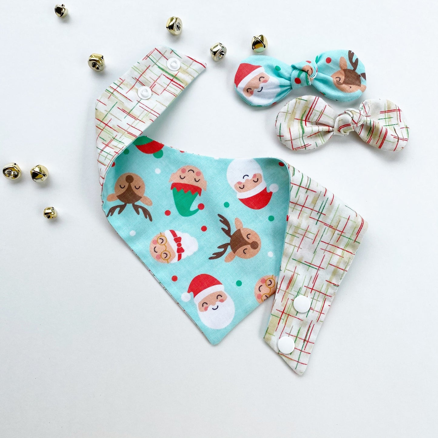 Christmas Dog Bandana, Holiday Character Print, Snap-On Pet Accessory