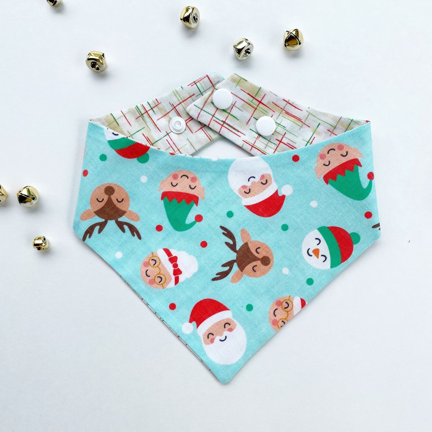 Christmas Dog Bandana, Holiday Character Print, Snap-On Pet Accessory