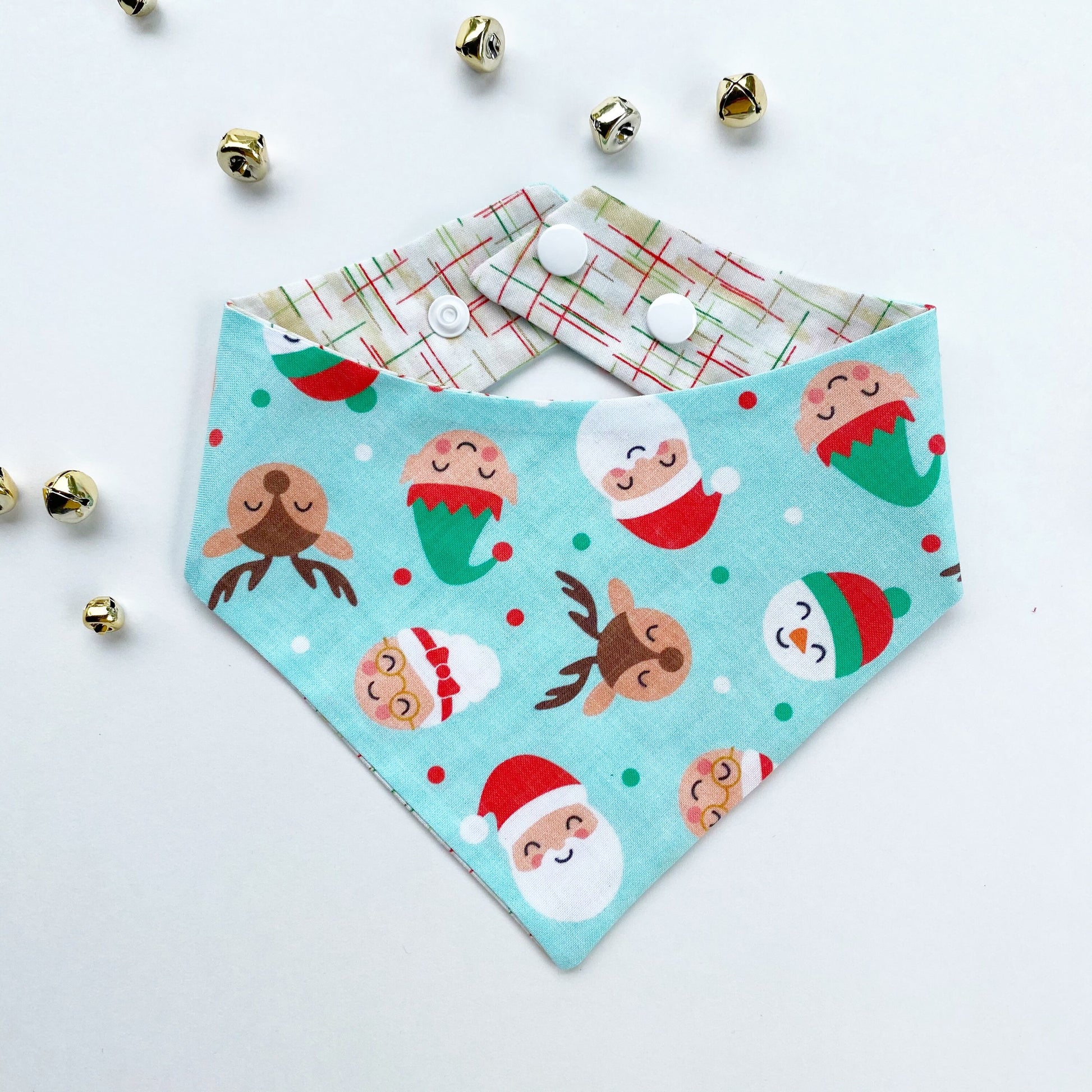 Christmas Dog Bandana, Holiday Character Print, Snap-On Pet Accessory