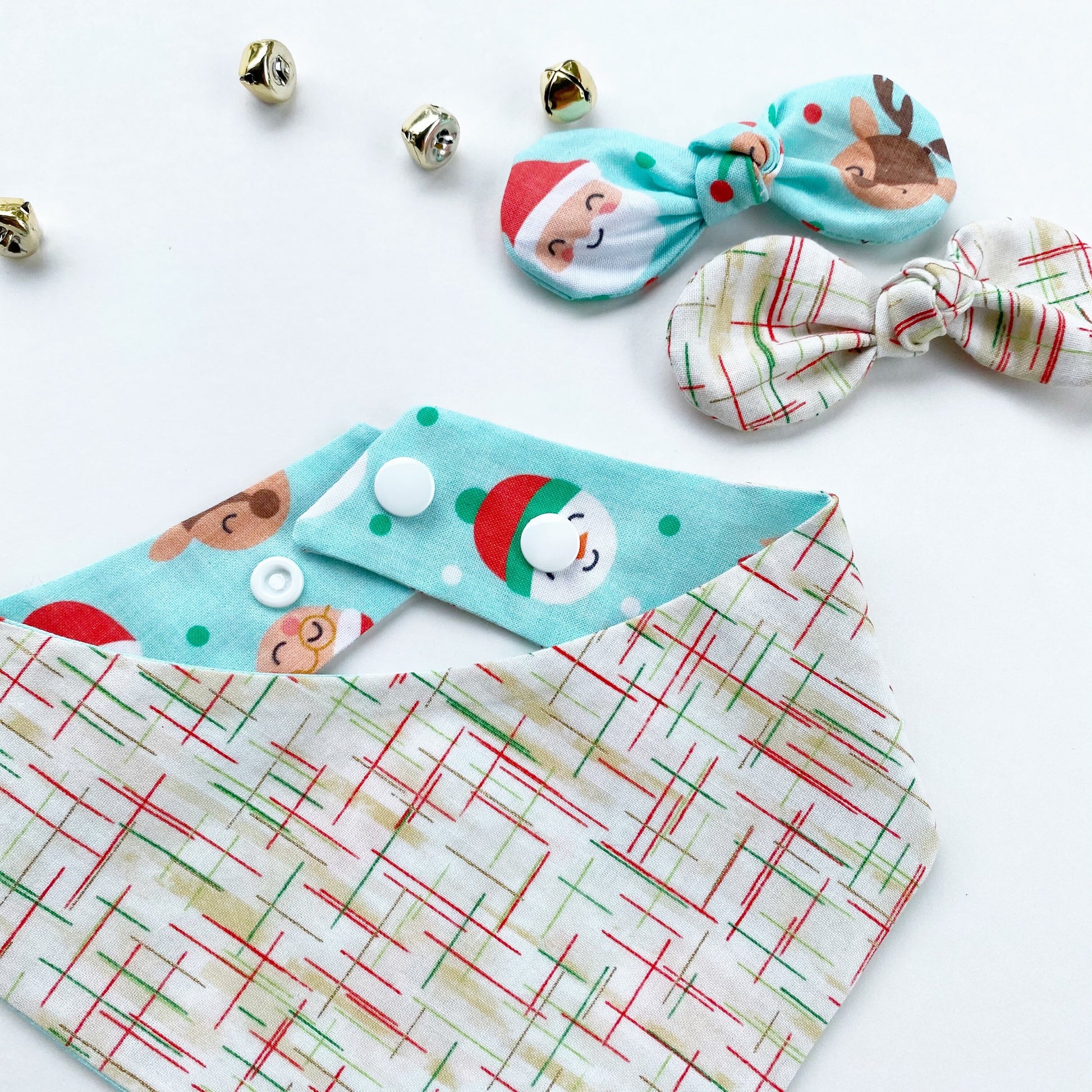 Christmas Dog Bandana, Holiday Character Print, Snap-On Pet Accessory