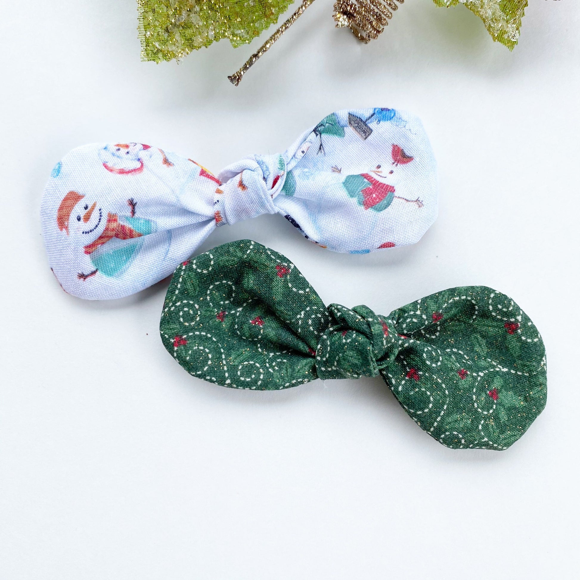 Christmas Dog hair bow, snowman and ornaments
