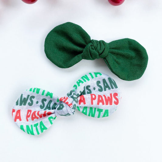 Christmas Dog Hair Bow Clip, Holiday Cotton Bow (3.75 Wide)