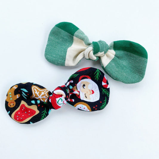 Christmas Dog Hair Bow Clip, Holiday Cotton Bow (3.75" Wide)
