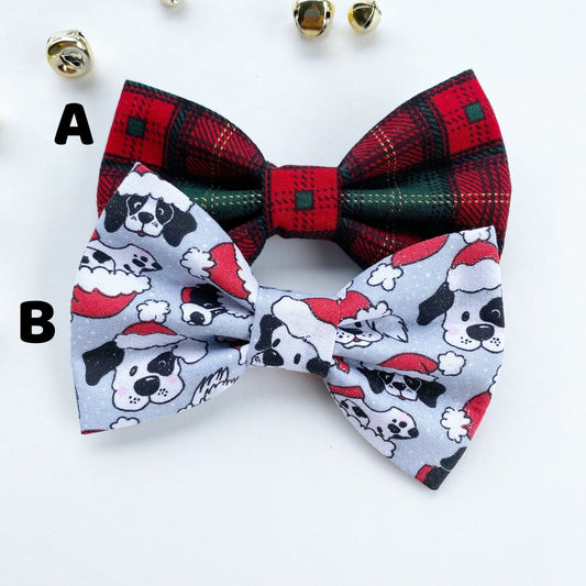 Christmas Dog Bowtie, Holiday Pet Collar Accessory